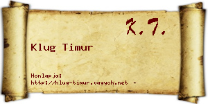 Klug Timur névjegykártya